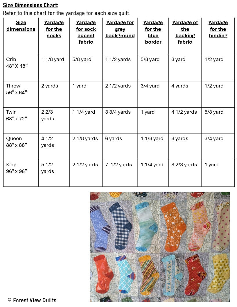 Silly Socks Quilt Pattern - Downloadable Pattern
